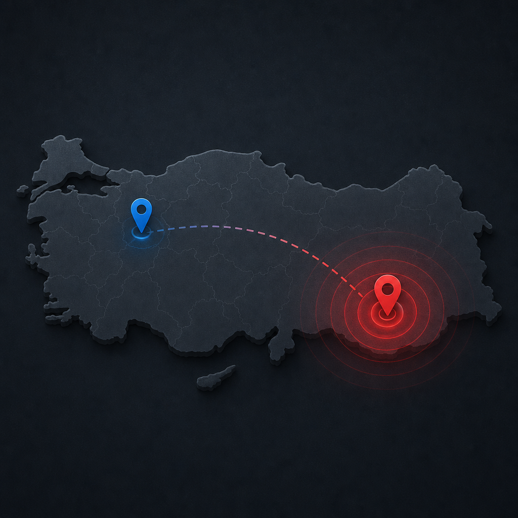 Yakınlık uyarısı ve mesafe hesaplama görseli